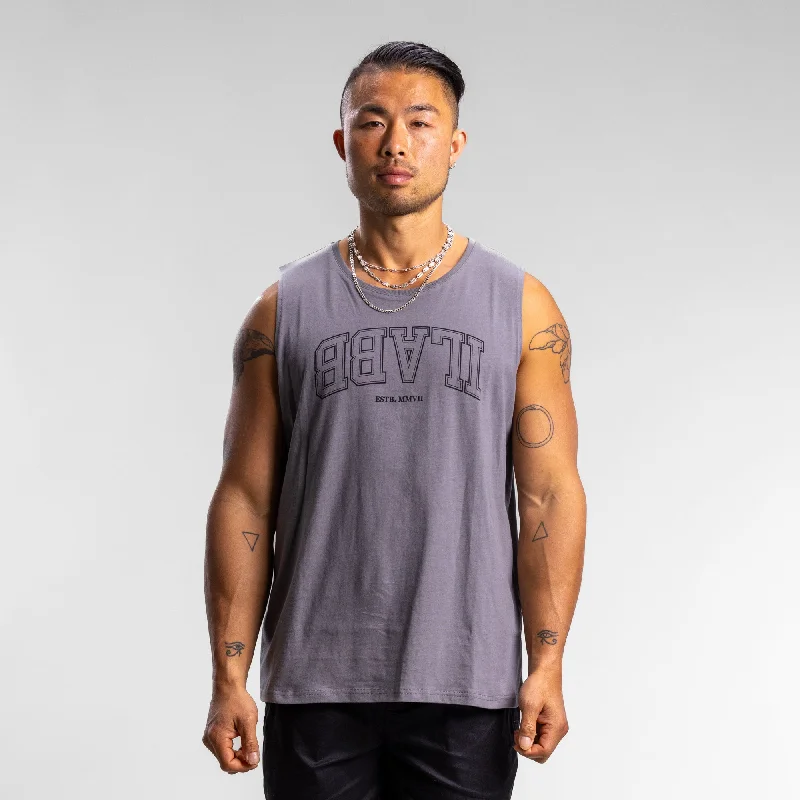 Weekend Savings Bonanza Varsity Line Block Tank Unisex GRANITE