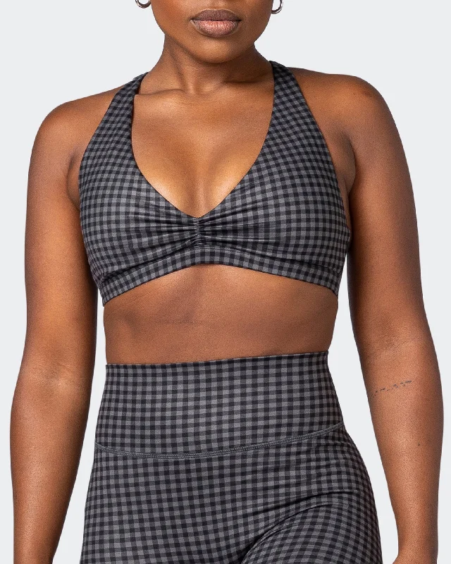 Stride Bralette - Monochrome Check Print