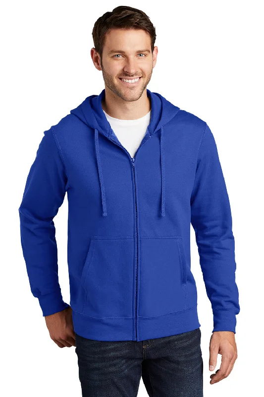 While Supplies Last Port & Company Mens Fan Favorite Fleece Full Zip Hooded Sweatshirt Hoodie w/ Pockets - True Royal Blue