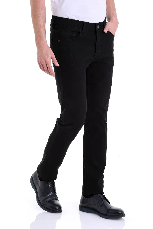 Exclusive Savings Regular Fit 5 Pocket Low Waist Cotton Black Casual Pants