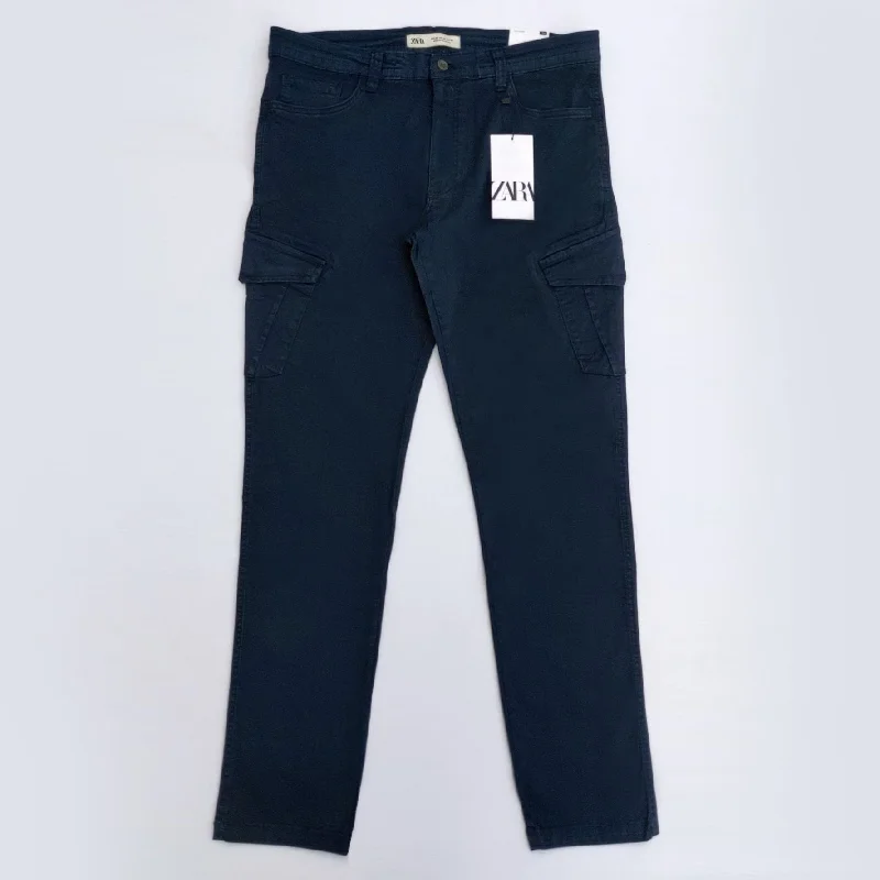 Massive Deals ZR - Men 'Navy' Stretchable Slim-Fit Cargo Cotton Trouser ZR791