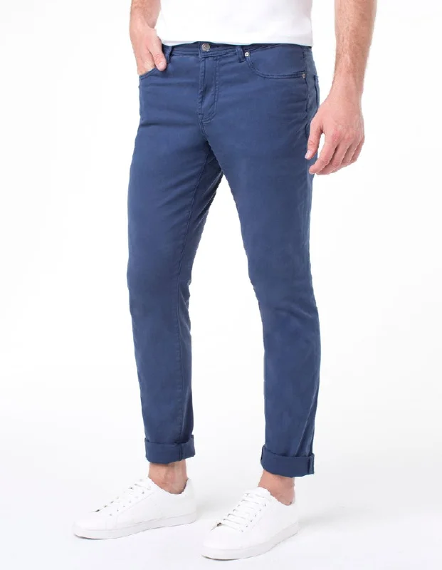 Daily Deals Kingston Modern Slim Straight Peach Colored Twill- Blue Twilight
