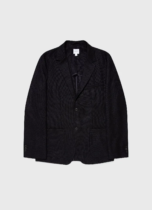 Weekend Savings Bonanza Men's Textured Wool Blazer in Navy