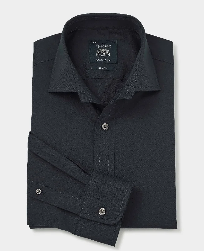 Crazy Savings Navy Fine Twill Slim Fit Formal Shirt - Single Cuff