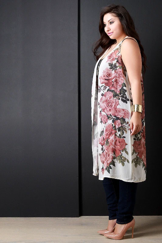 Chiffon Rose Garden Longline Vest