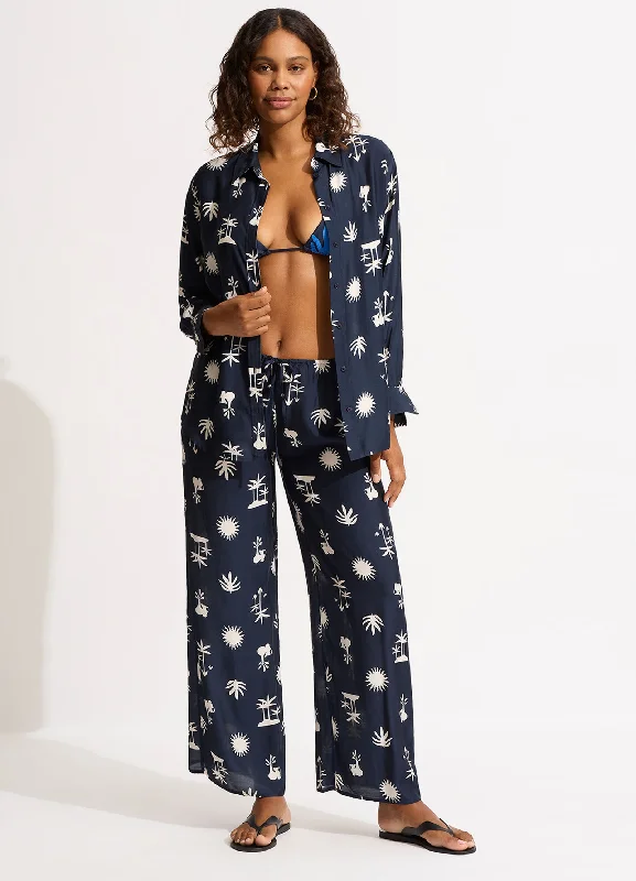 La Palma Silk Pant - True Navy