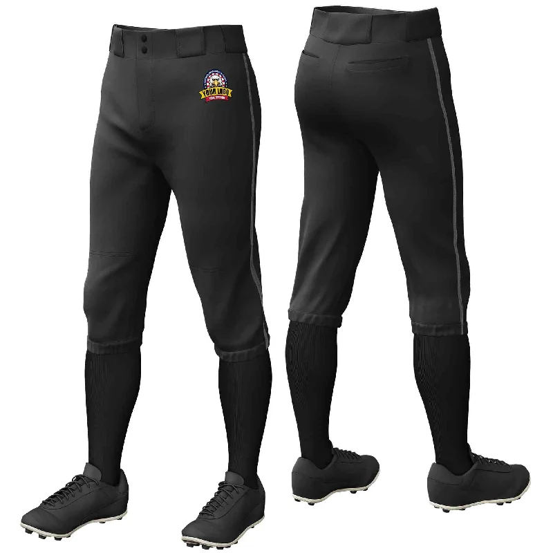 Deep Savings Custom Black Dark Gray Classic Fit Stretch Practice Knickers Baseball Pants