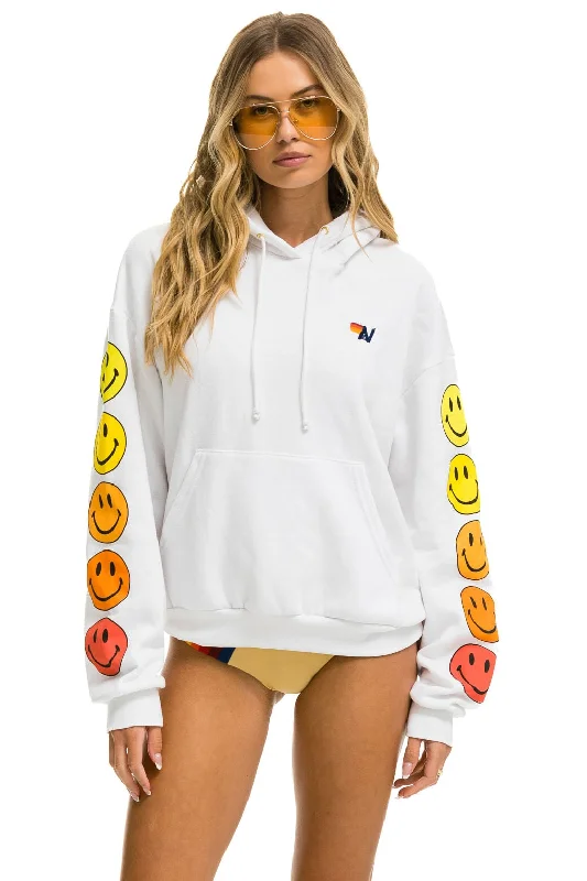 Don't Wait SMILEY SUNSET RELAXED PULLOVER HOODIE - WHITE