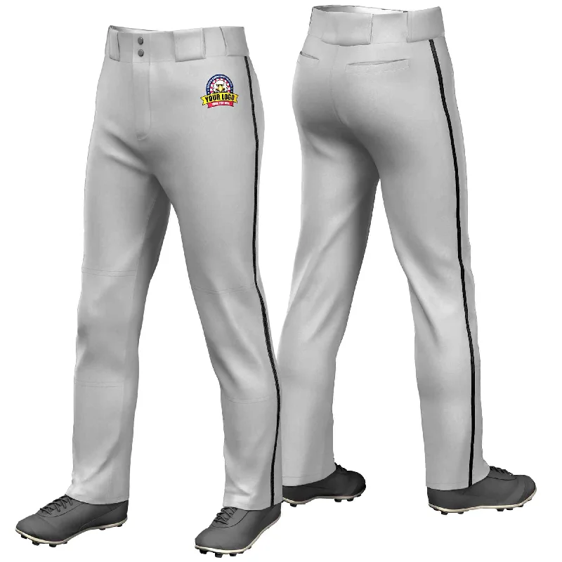 Deal Dash Custom Gray Black Classic Fit Stretch Practice Loose-fit Baseball Pants