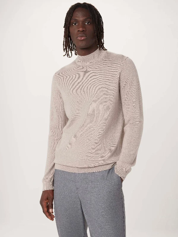 Price Rollback The Merino Mock Neck Sweater in Light Beige