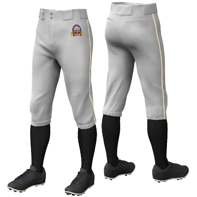 Quick Sale Custom Gray Khaki Classic Fit Stretch Practice Knickers Baseball Pants