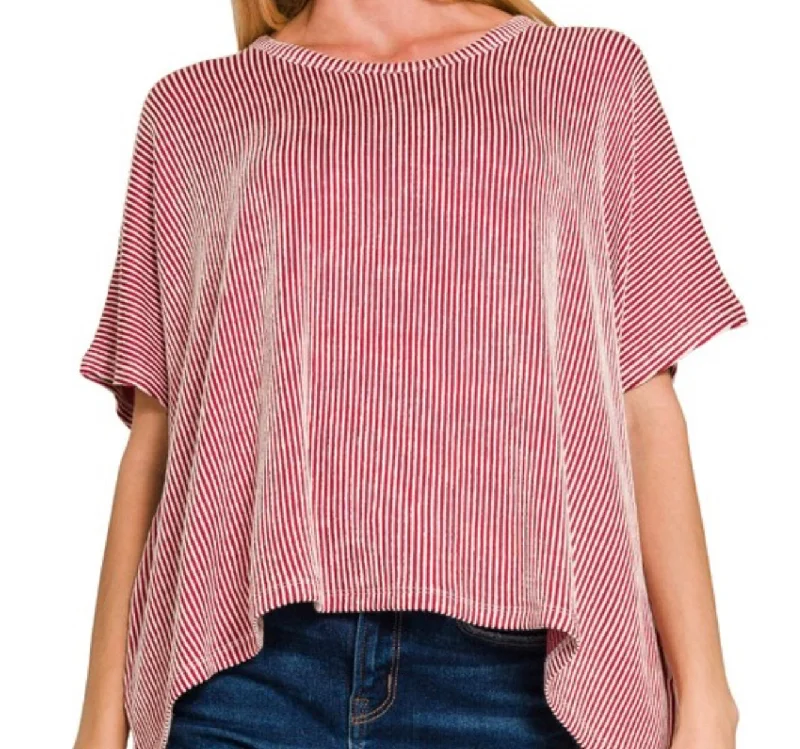 Ribbed Oversized Striped Top