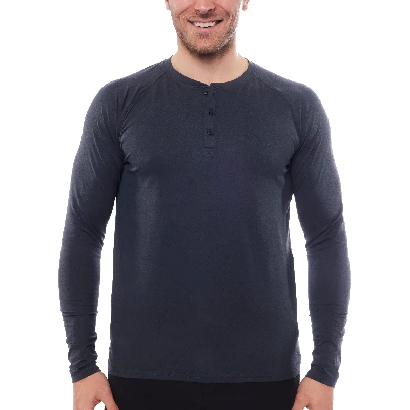 Best Deals Men's Lounge Henley Long Sleeve Shirt - CLOSEOUT