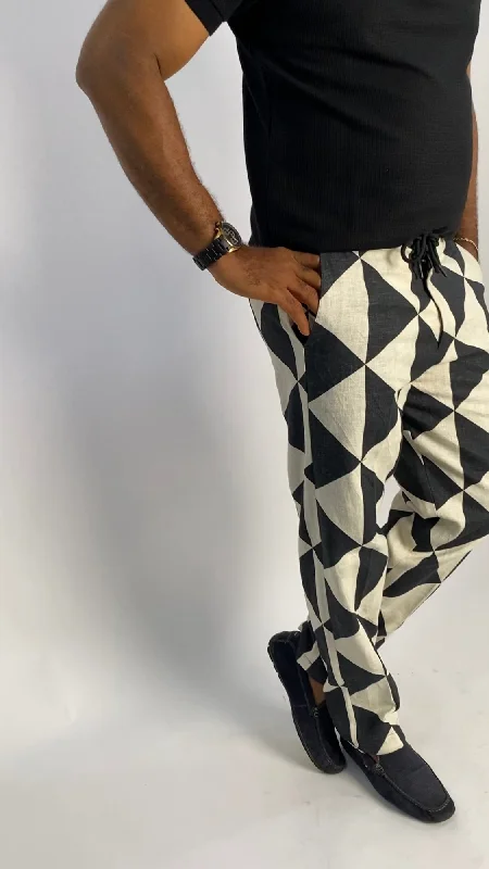 New Arrival Cream and Black Linen Pant