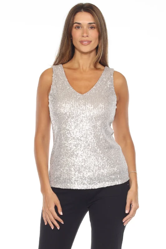 Joseph Ribkoff Sequined V-Neck Tank Top 243789