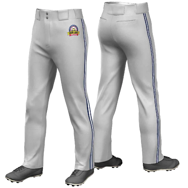 Weekend Discounts to Savor Custom Gray Navy White-Navy Classic Fit Stretch Practice Loose-fit Baseball Pants