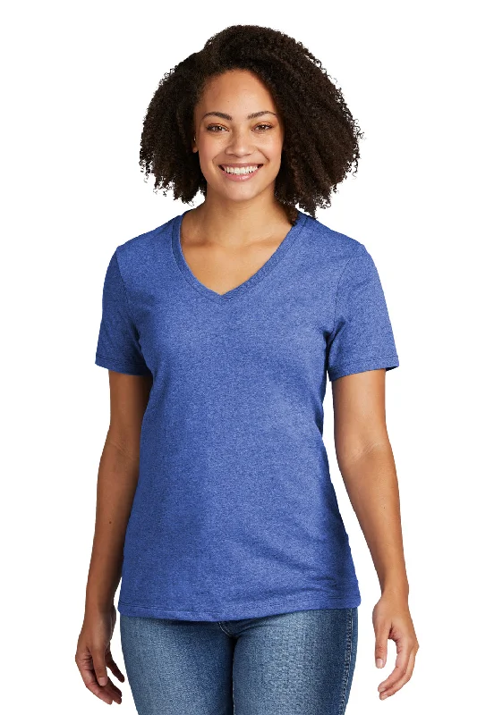 Limited Availability Allmade Womens Recycled Short Sleeve V-Neck T-Shirt - Heather Royal Blue