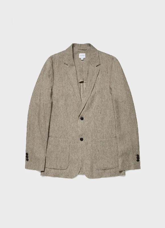 Big Deal Men's Linen Blazer in Dark Stone