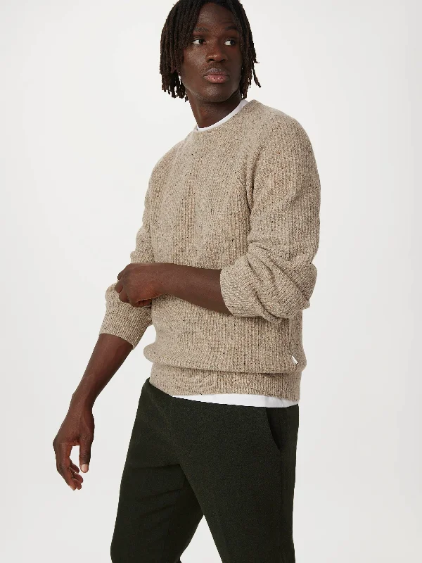 Weekend Bargains Await You The Donegal Crewneck Sweater in Light Beige