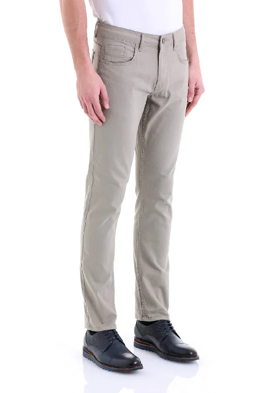 Weekend Discounts to Delight Regular Fit 5 Pocket High Waist Cotton Beige Denim