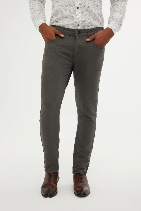 Season Finale Sale Slim Fit 5 Pocket Khaki Forest Night Cotton Casual Pants