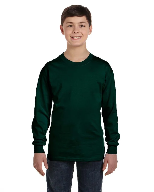 Holiday Sale Gildan Youth Heavy Cotton Long Sleeve T-Shirt | Forest Green