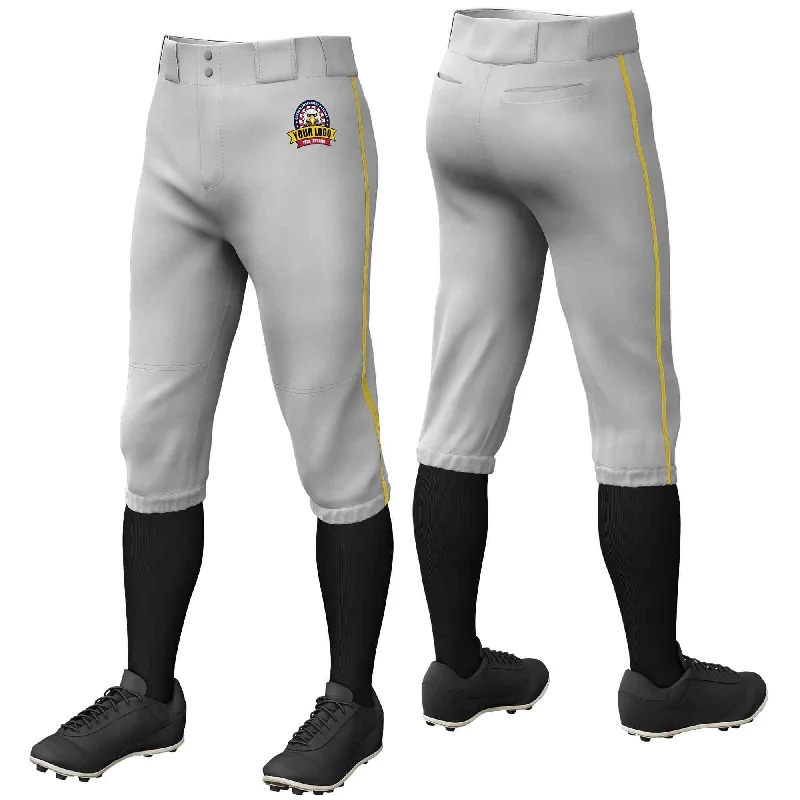 Super Bargain Custom Gray Old Gold Classic Fit Stretch Practice Knickers Baseball Pants