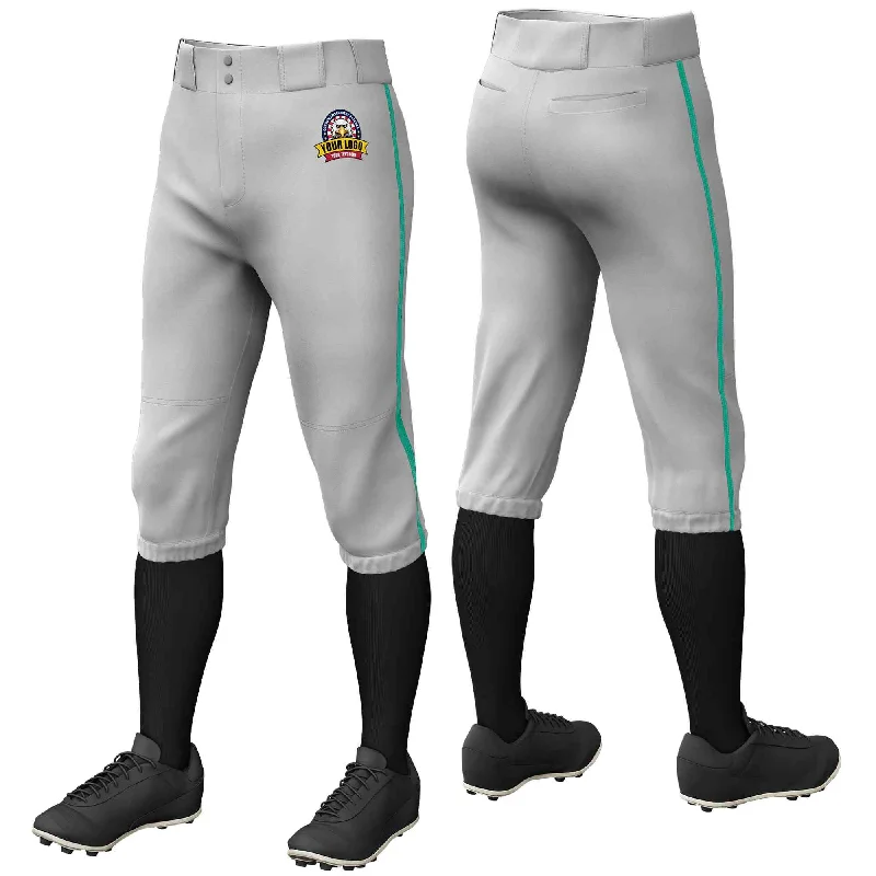 Bonus Savings Custom Gray Teal Classic Fit Stretch Practice Knickers Baseball Pants