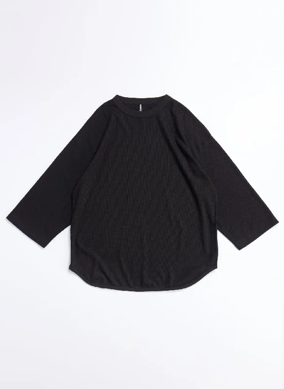 Instant Discount 240G Cotton Polyester Waffle Long Sleeve Baseball Top