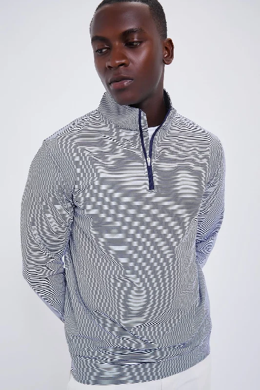 Major Savings Navy Perth Sugar Stripe Performance Quarter-Zip