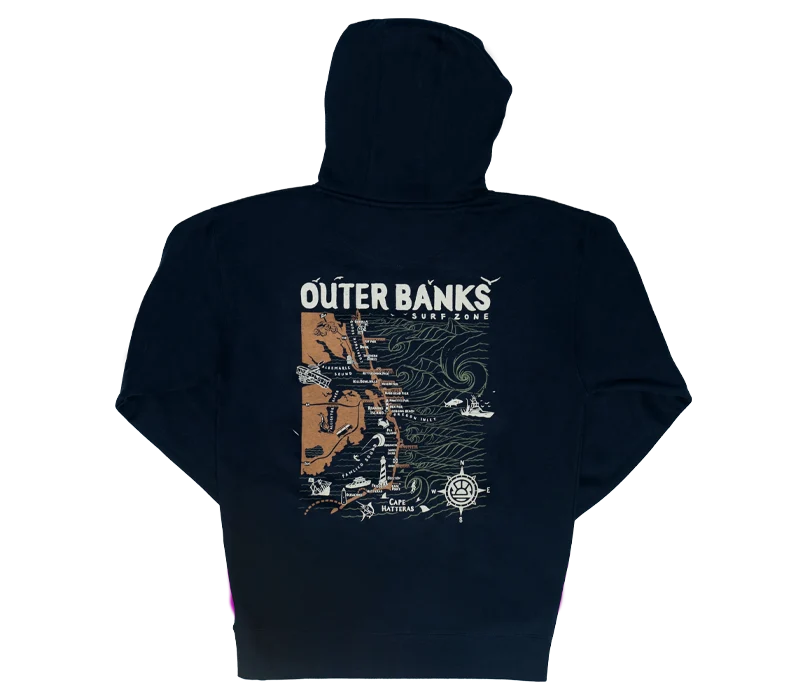 Markdowns REAL Outer Banks Map Hooded Sweatshirt-Navy