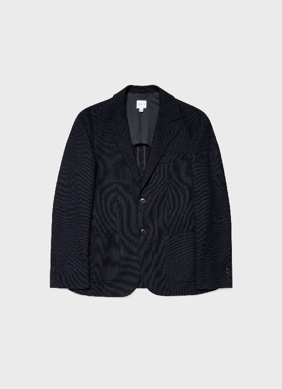 New Deal Men's Piqué Unstructured Blazer in Navy