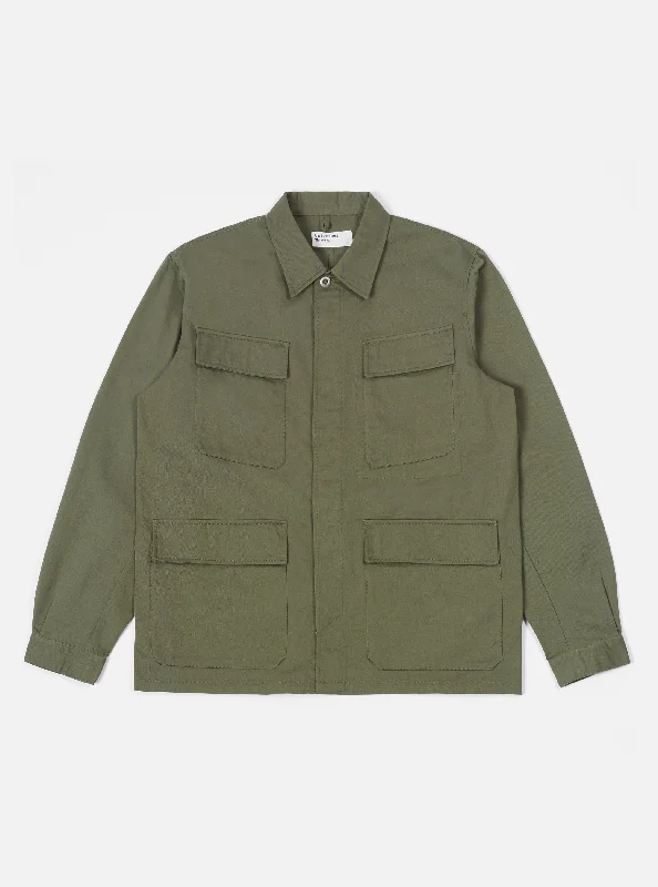 Final Clearance Universal Works MW Fatigue Jacket in Light Olive Twill