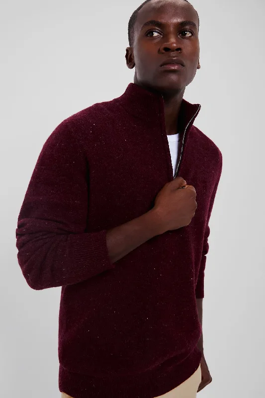 Deep Savings Merlot Tainsbury Half Zip Knitted Jumper