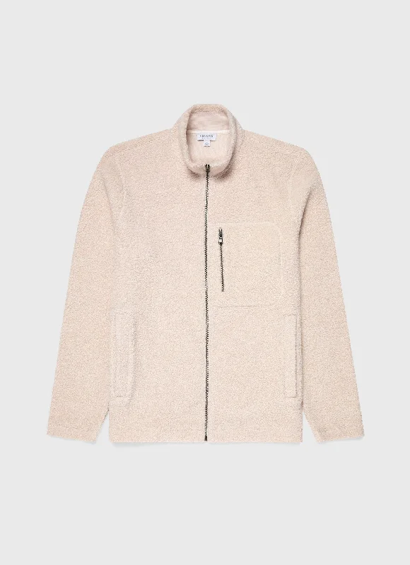 Stock Up and Save Men's Wool Fleece Jacket in Ecru