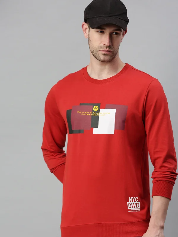 Referral Discount Men Graphic Red Sweatshirt