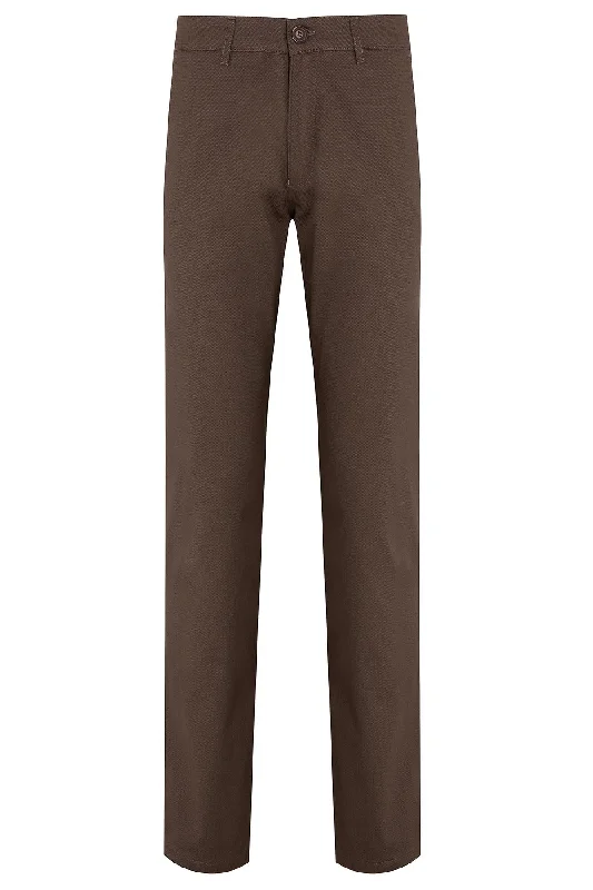 Best Bargains Regular Fit Low Waist Dark Mink Cotton Casual Pants