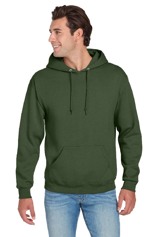 Weekend Special Jerzees Mens NuBlend Pill Resistant Fleece Hooded Sweatshirt Hoodie w/ Pouch Pocket - Military Green