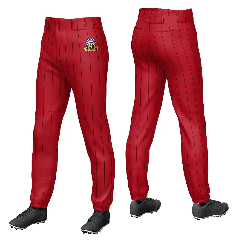 Weekend Special Custom Red Black Pinstripe Fit Stretch Practice Pull-up Baseball Pants