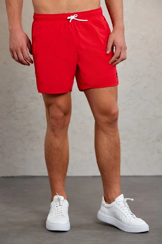 Weekend Bargains to Celebrate Dynamic Fit Side Pocket Quick Dry Red Swim Trunks