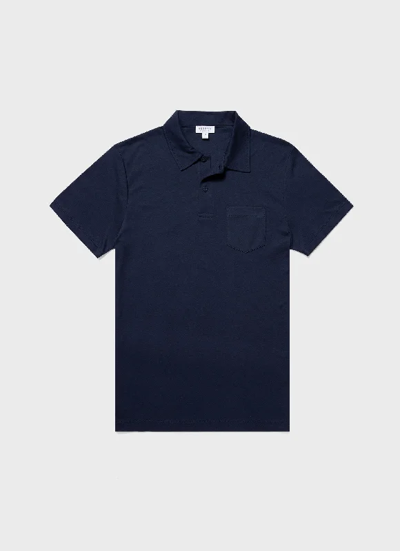 Stock Clearance Men's Sea Island Cotton Riviera Polo Shirt in Navy