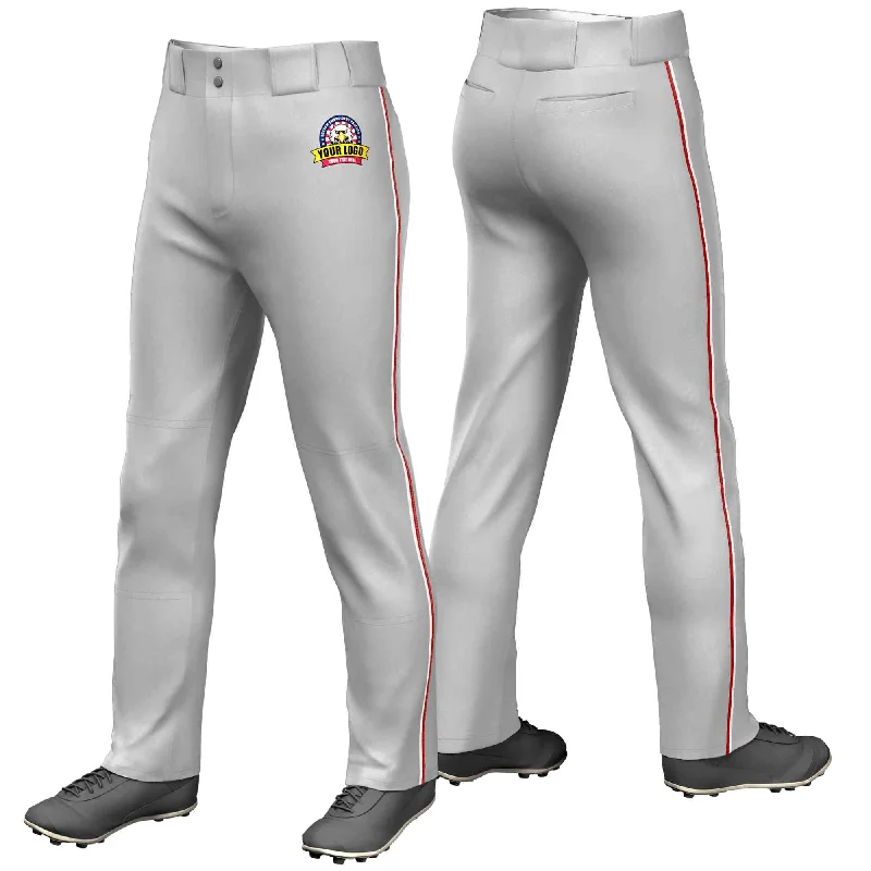 Weekend Bargains to Snag Custom Gray White-Red Classic Fit Stretch Practice Loose-fit Baseball Pants
