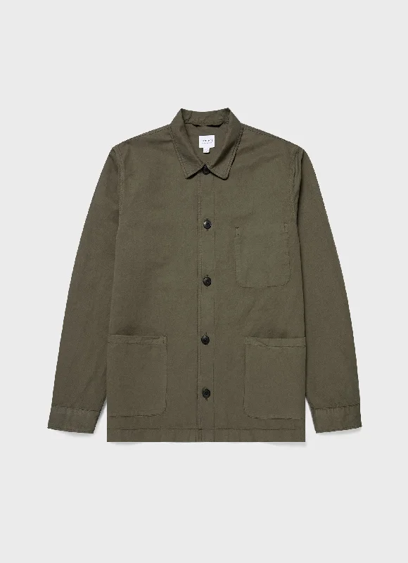 Time-Limited Offer Men's Cotton Linen Twin Pocket Jacket in Khaki