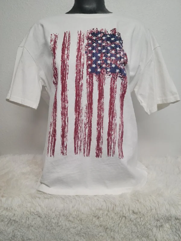 American Bling With Rhinestones Women Short Sleeve Tee