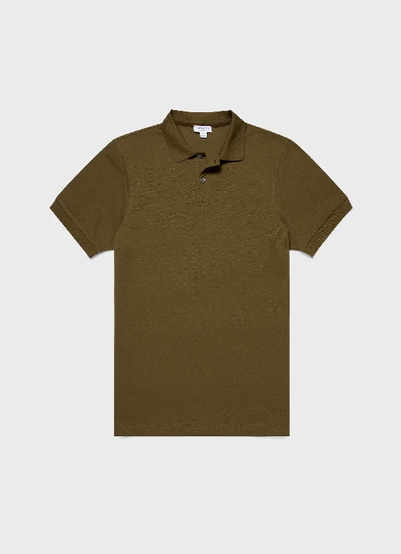 Weekend Discounts to Savor Men's Piqué Polo Shirt in Olive Green