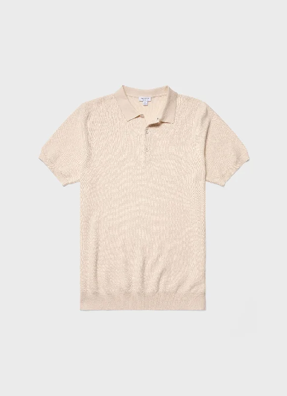Weekend Savings Spectacle Men's Knit Polo Shirt in Ecru