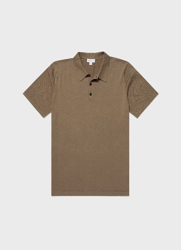 Weekend Savings Extravaganza Men's Sea Island Cotton Polo Shirt in Dark Stone