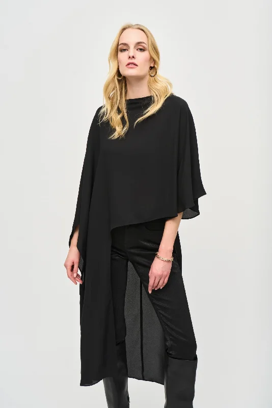 Joseph Ribkoff Black Dolman Sleeve Asymmetric High Low Top 243246