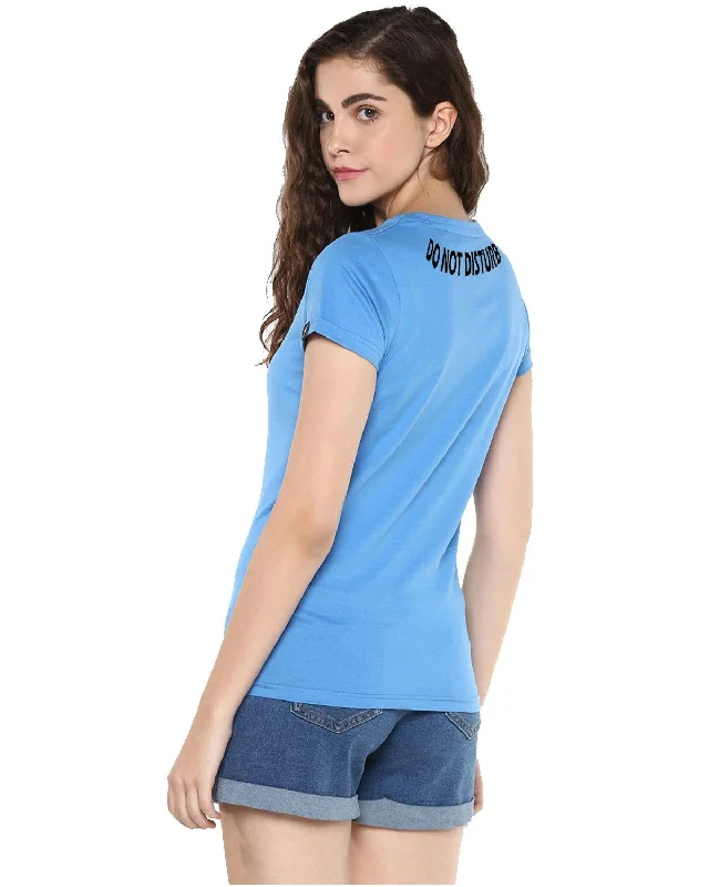 Womens Half Sleeve DND Printed Blue Color Tshirts