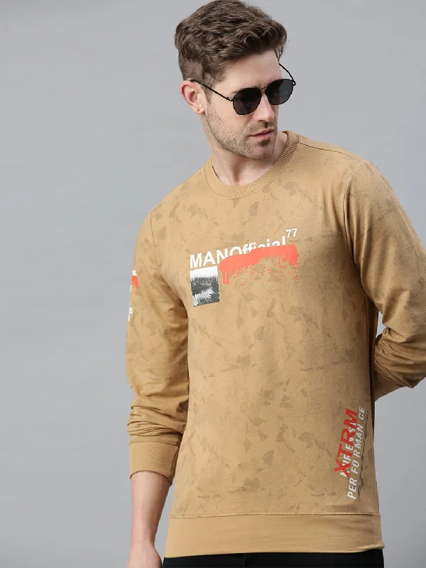 Online Exclusive Men Graphic Beige Sweatshirt